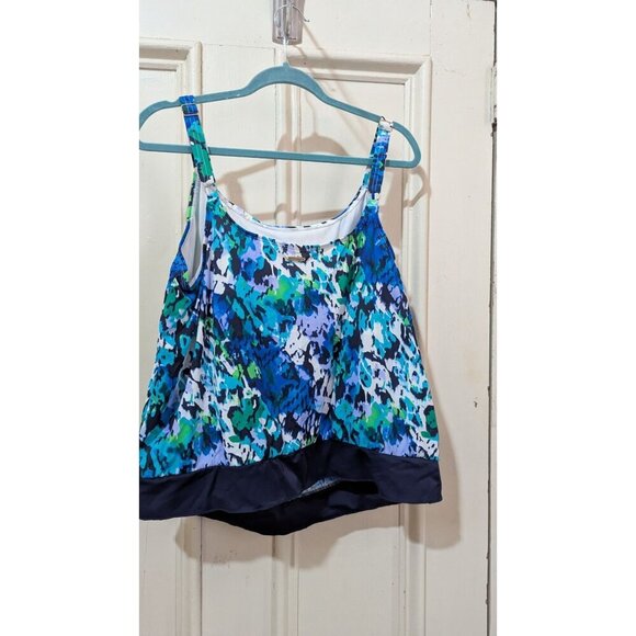 Liz Claiborne Womens Size 22WBlue & Green Tankini Swim Top Nylon/Spandex - Picture 4 of 8
